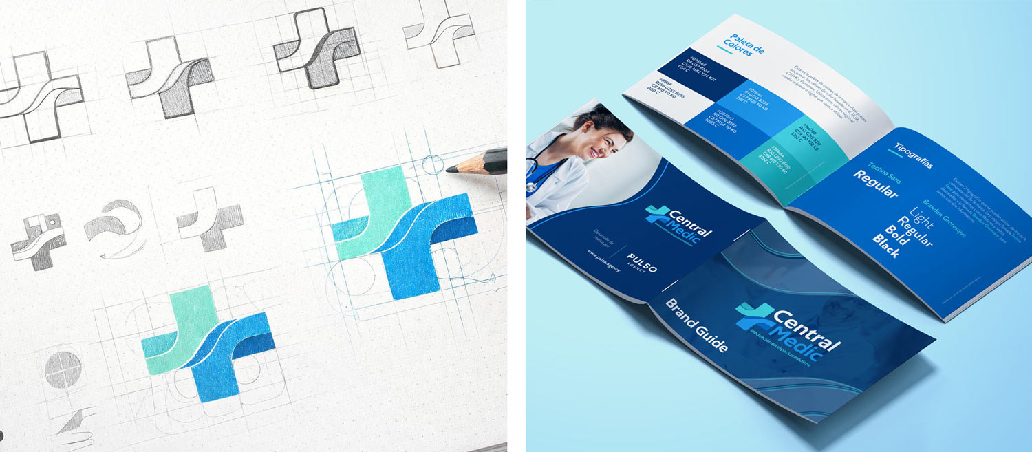 diseño de logotipo, branding, diseño de marca, brandbook, lineamientos de marca central medic